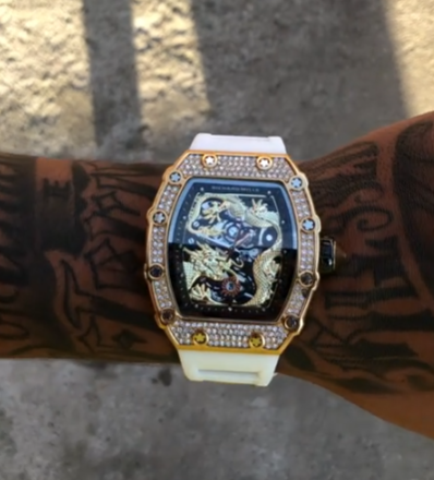 Tourbillion Diamond Bezel on Rubber Strap Watch
