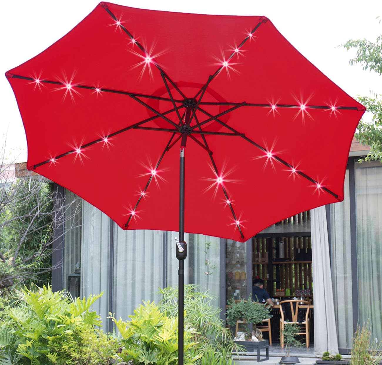 Solar LED Lighted Patio Umbrella