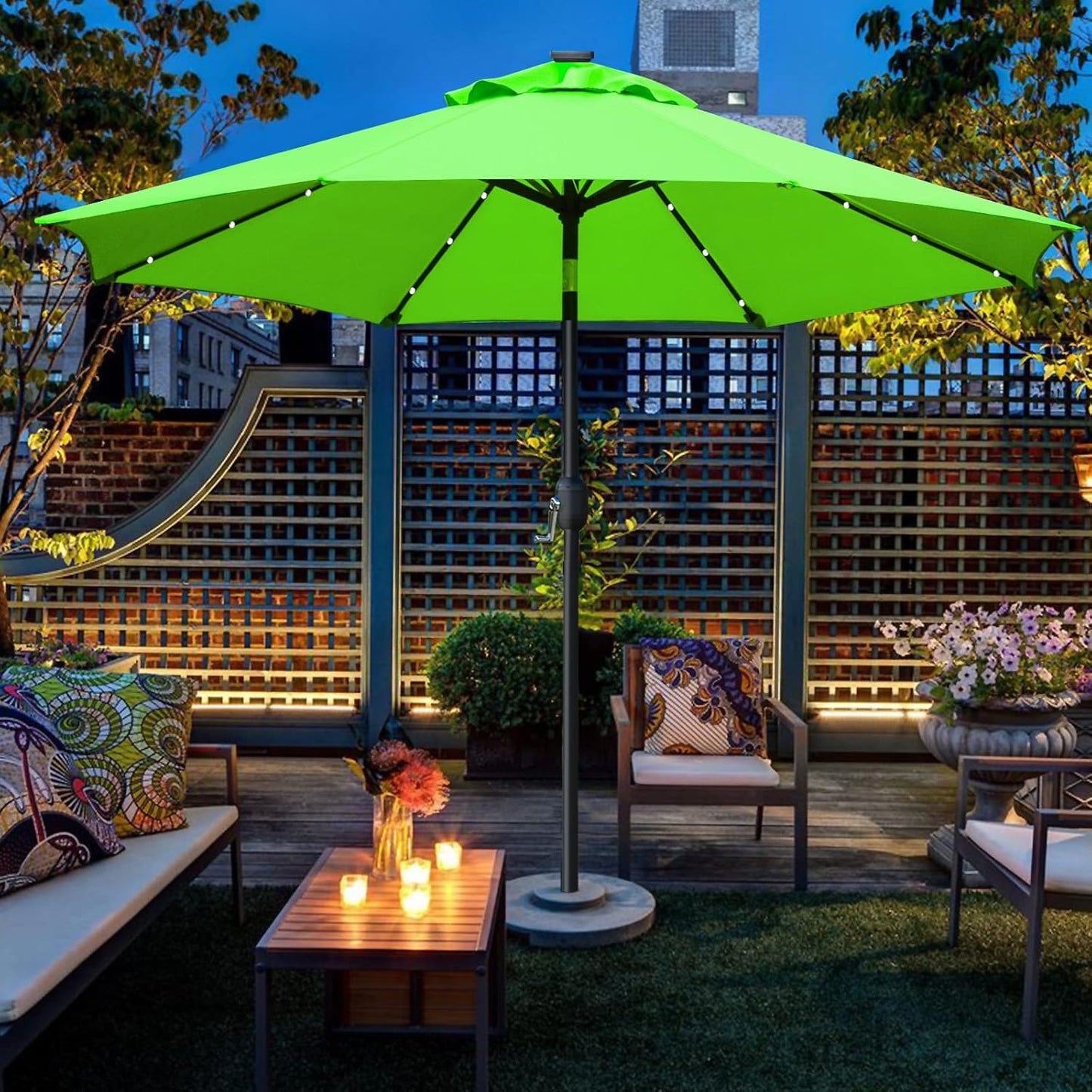 Solar LED Lighted Patio Umbrella
