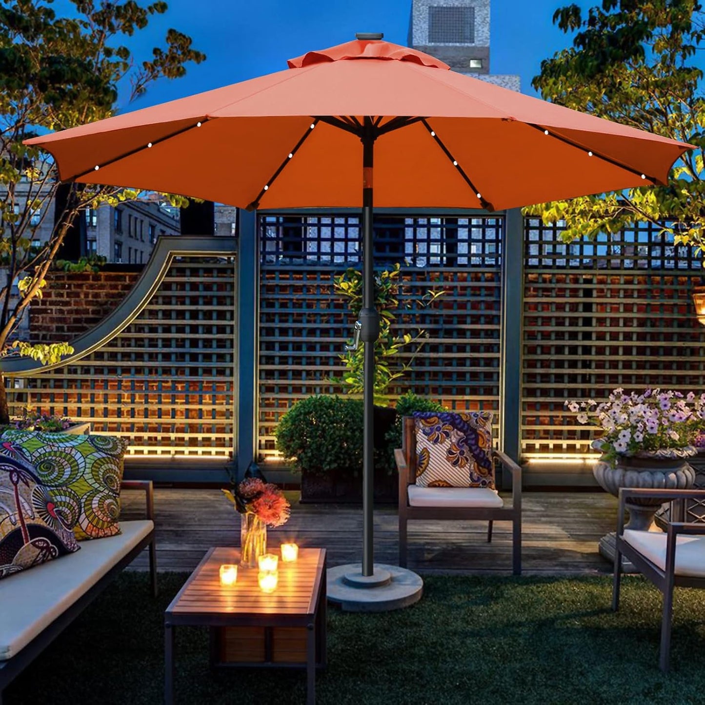 Solar LED Lighted Patio Umbrella