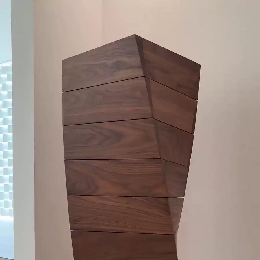 Italian walnut minimalist twisted art storage side cabinet