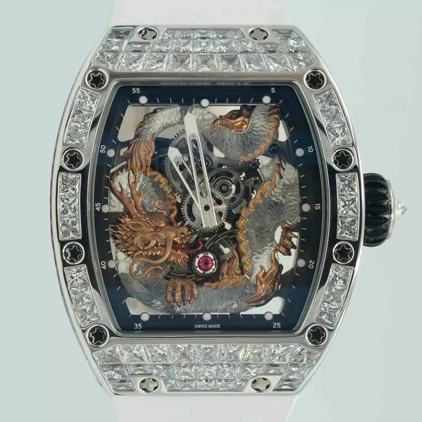 Tourbillion Diamond Bezel on Rubber Strap Watch