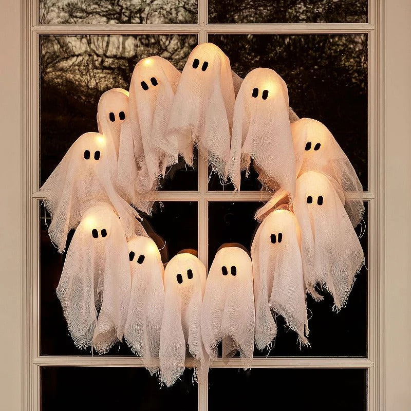 Light Ghost Wreath Front Door Arrangement Pendant