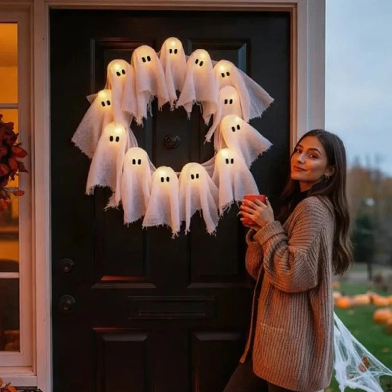 Light Ghost Wreath Front Door Arrangement Pendant