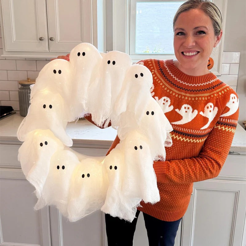 Light Ghost Wreath Front Door Arrangement Pendant