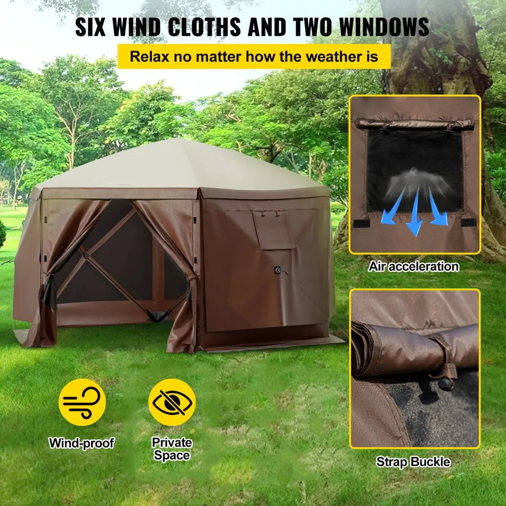 Pop-Up Screen Tent 6 Sided Canopy Sun Shelter