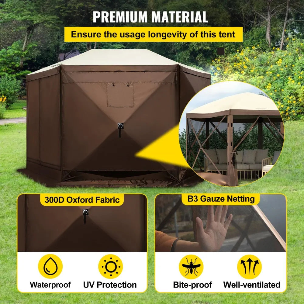 Pop-Up Screen Tent 6 Sided Canopy Sun Shelter