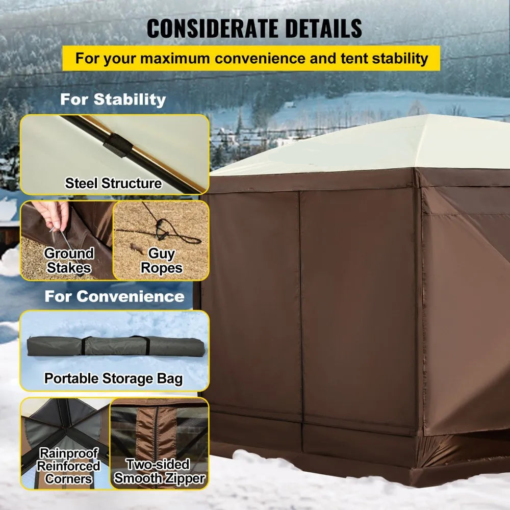 Pop-Up Screen Tent 6 Sided Canopy Sun Shelter