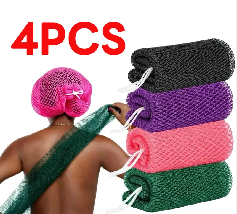 4PCS African Exfoliating Net Sponge Porous  Quick-Body Scrubber Exfoliating