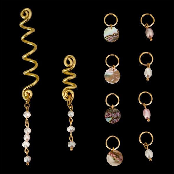 Gold-anodized aluminum & seashells DORIS HAIR JEWELS