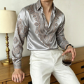 Paisley Pattern Satin Long Sleeve Shirt