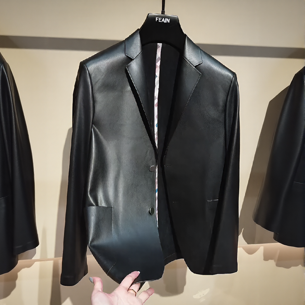 Minimal Commuter Leather Blazer Jacket