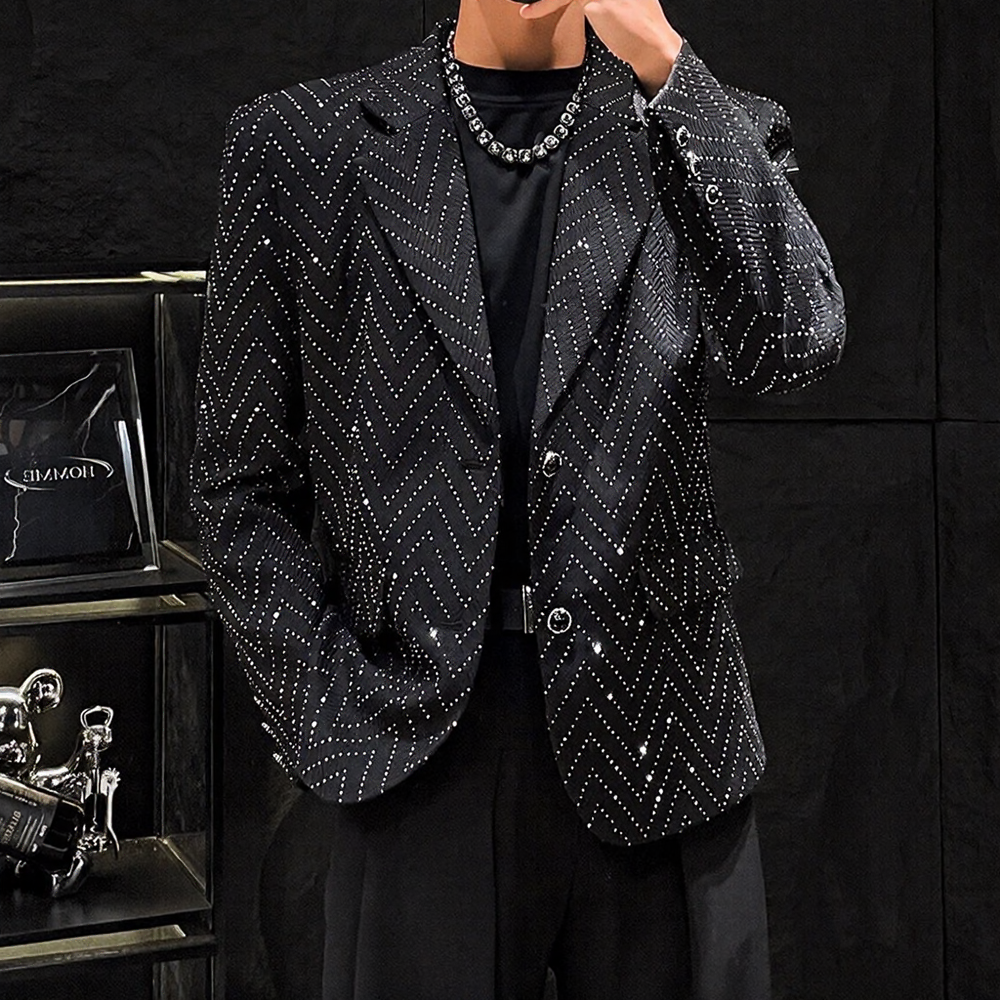 Heavy‑Duty Rhinestone Loose Blazer