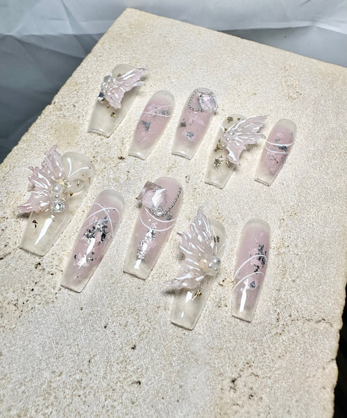 Crystal Butterfly Press On Nails