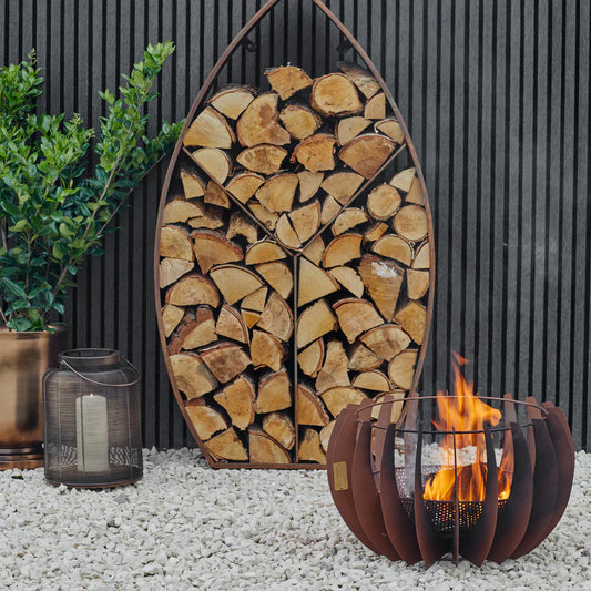 Ivyline, Leaf Arch Sculptural Log Storage Natural Rust
