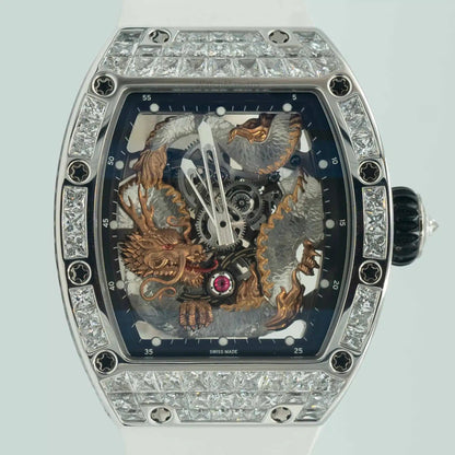 Tourbillion Diamond Bezel on  Rubber Strap Watch