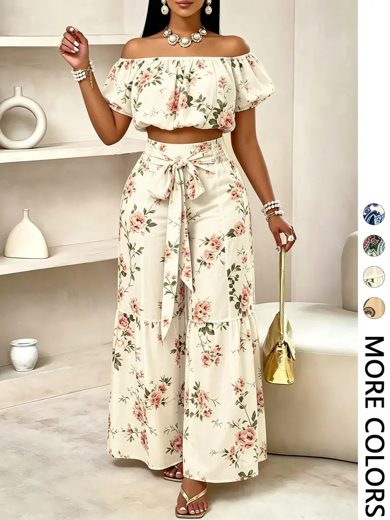 Women's Paisley Print Bohemian Vintage Chic Vacation Two-Piece Set