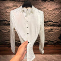 Crinkle Texture Draped Long‑Sleeve Shirt