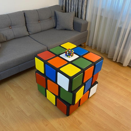 Rubik’s Cube Coffee Table with Rubik's Cube coasters