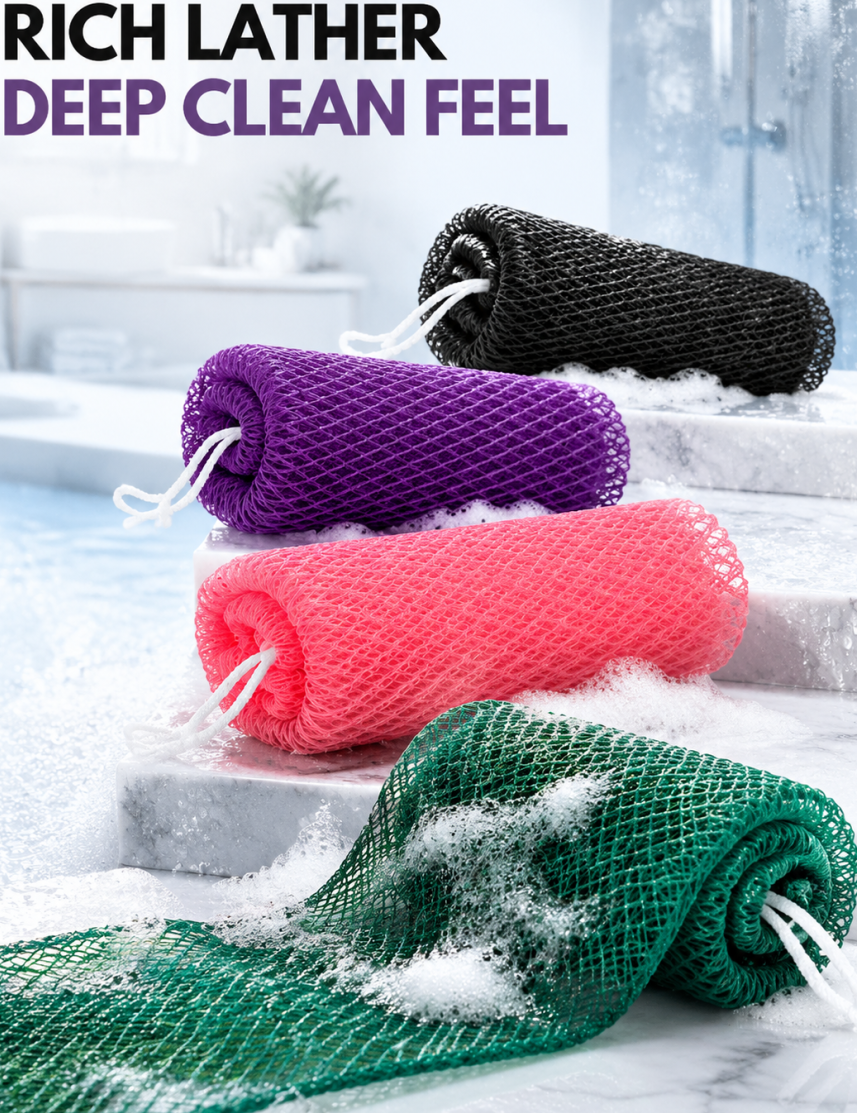 4PCS African Exfoliating Net Sponge Porous  Quick-Body Scrubber Exfoliating
