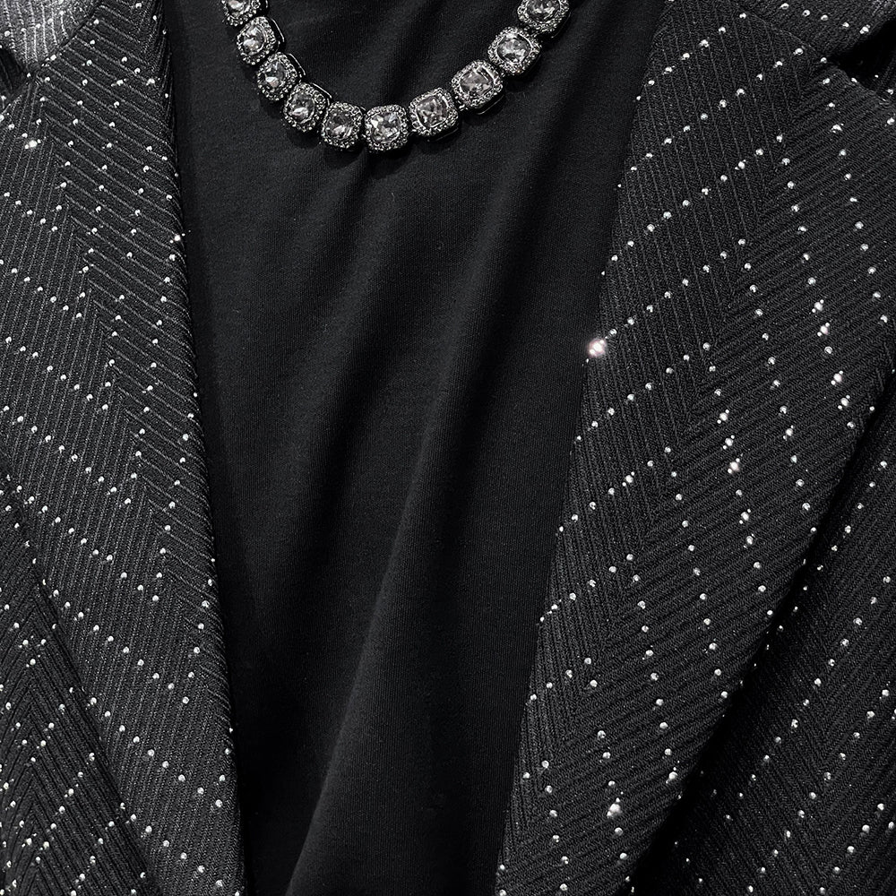 Heavy‑Duty Rhinestone Loose Blazer