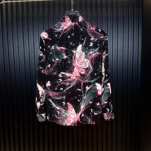 Artistic Butterfly Print Drape Shirt