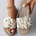 Womens Floral Woven Sandals With Large Flower