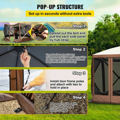 Pop-Up Screen Tent 6 Sided Canopy Sun Shelter