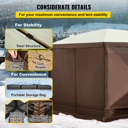 Pop-Up Screen Tent 6 Sided Canopy Sun Shelter